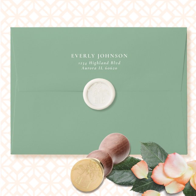 Monogram Initials Simple Botanical Leaf Minimal Wax Seal Stamp (Creator Uploaded)