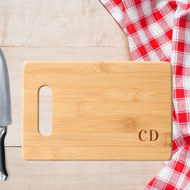 Monogram initials simple engraved cutting board (Creator Uploaded)