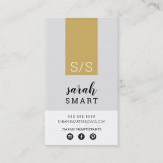 MONOGRAM INITIALS tab modern black old gold gray Business Card