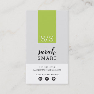 MONOGRAM INITIALS tab modern lime green black gray Business Card