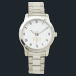 Monogram Initials Unisex Silver Bracelet Watch<br><div class="desc">Custom, personalized, unisex elegant silver tone stainless steel bracelet wrist watch. Simply type in the initials. Go ahead create a wonderful, custom watch for the special men and women in your life - mom, dad, bride, groom, wife, husband, sister, brother, grandma, grandfather, girlfriend, boyfriend. Makes a great custom gift for...</div>