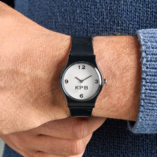 Monogram Initials Vintage 80s Silicone Band Black Watch
