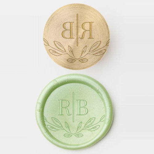Monogram Initials Wedding Chic Leaf Art Design Wax Seal Stamp