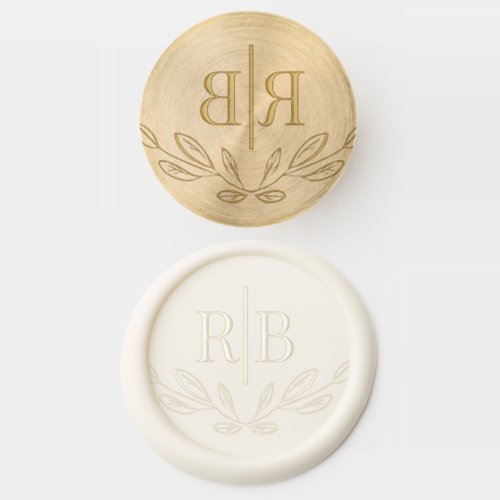 Monogram Initials Wedding Chic Leaf Art Design Wax Seal Stamp