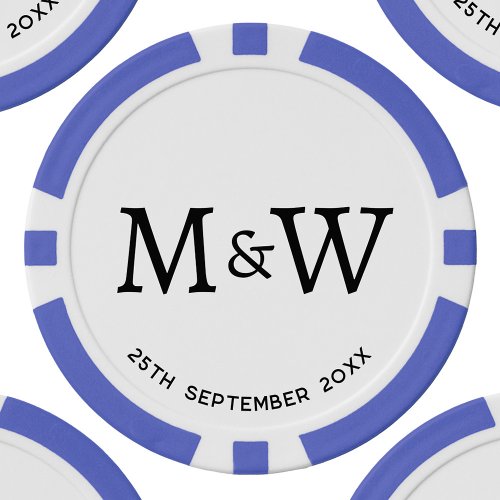 Monogram Initials Wedding Couple Poker Chips