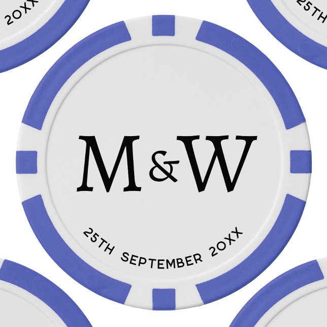 Monogram Initials Wedding Couple Poker Chips (Couple bride and groom monogram initials personalized wedding date poker chips)