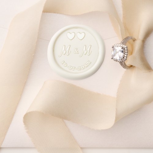Monogram Initials Wedding Date Newlyweds Hearts Wax Seal Stamp