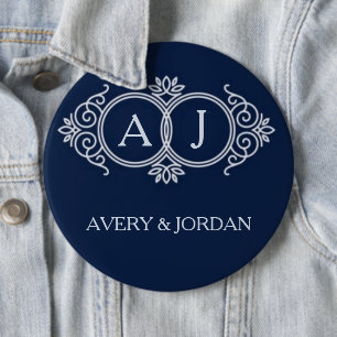 Monogram initials wedding  frame minimal design  button