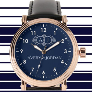 Monogram initials wedding frame minimal design watch