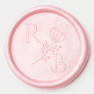 Monogram initials wedding stamp botanical leaves wax seal sticker