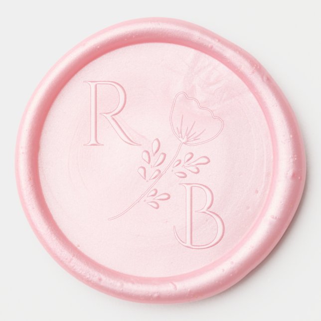 Monogram initials wedding stamp botanical leaves wax seal sticker (Front)
