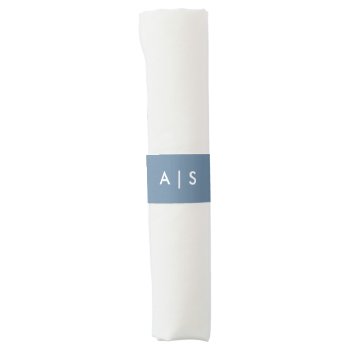 Monogram Initials White And Dusty Blue  Napkin Bands by HasCreations at Zazzle