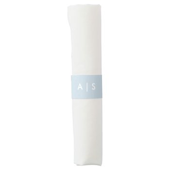 Monogram Initials White And Powder Blue  Napkin Bands by HasCreations at Zazzle