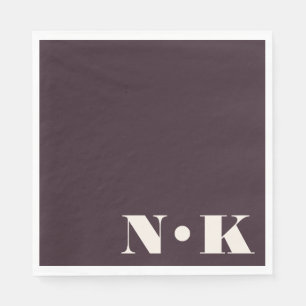 Monogram Initials Winter Plum Custom Wedding Napkins