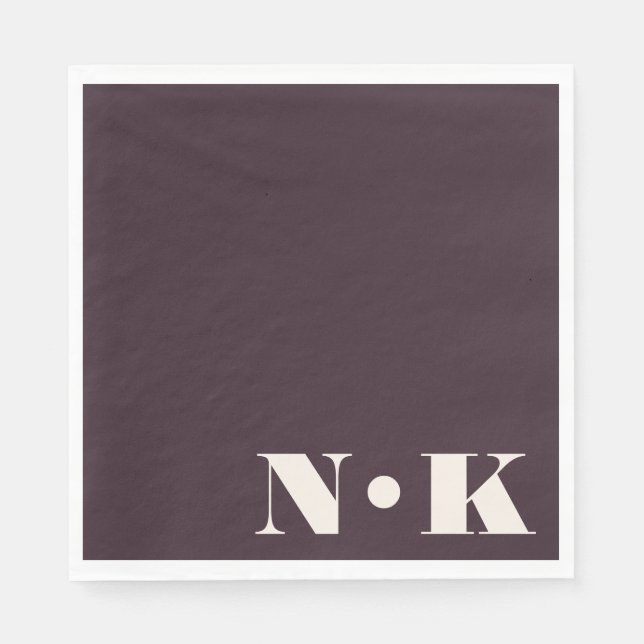 Monogram Initials Winter Plum Custom Wedding Napkins (Front)
