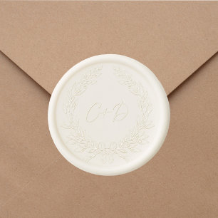 Monogram initials wreath wedding wax seal sticker