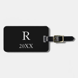 Monogram Initials Year Template Black &amp; White Cool Luggage Tag