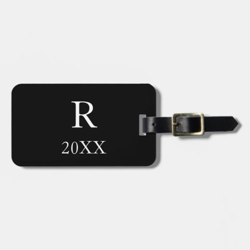 Monogram Initials Year Template Black  White Cool Luggage Tag