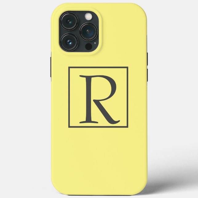 Monogram Initials Yellow Grey Gray Custom Classy Case-Mate iPhone Case (Back)