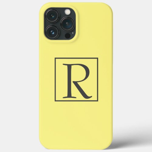 Monogram Initials Yellow Grey Gray Custom Classy iPhone 13 Pro Max Case
