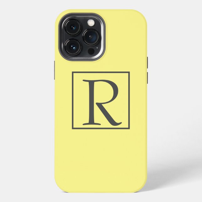 Monogram Initials Yellow Grey Gray Custom Classy Iphone Case (Back)