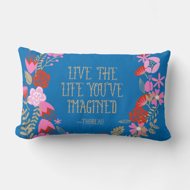 Monogram Inspiration Live Life Imagined Quote Lumbar Pillow (Front)