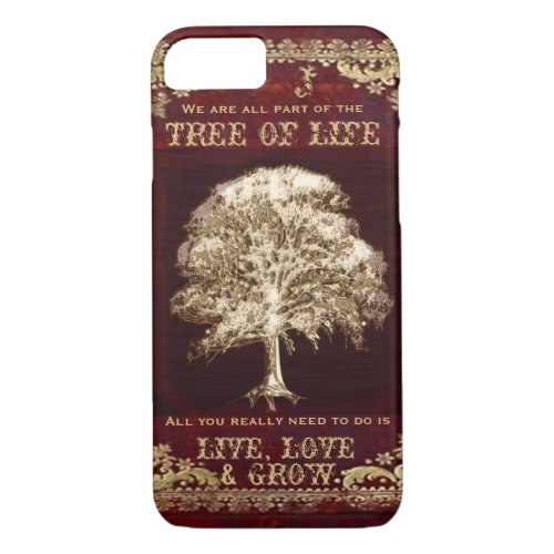 Monogram Inspirational Message Tree of Life iPhone 87 Case