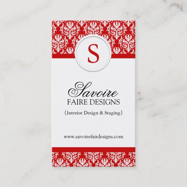 Monogram Interior Decorator Business Cards (Front)