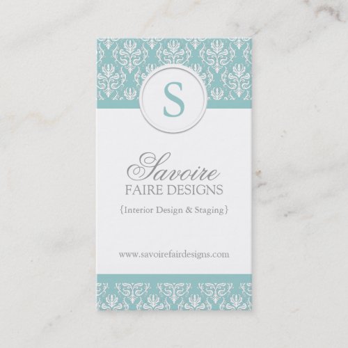 Monogram Interior Decorator Business Cards