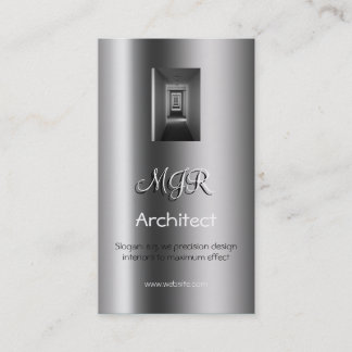 Monogram, Interior Design Architect, metallic-look Business Card