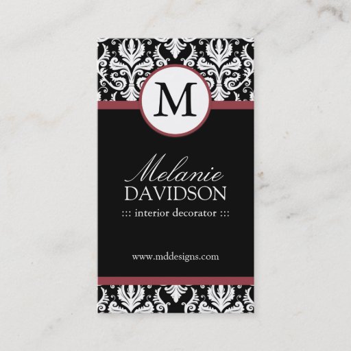 Customizable Monogram Interior Designing Business Cards