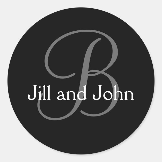 Monogram Intial Wedding Bride Groom Names Sticker (Front)