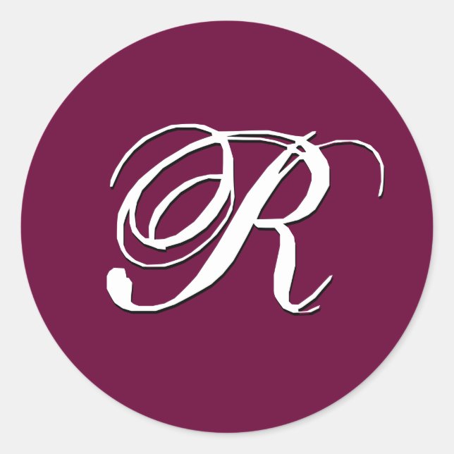 Monogram Invitation Seal "R"  Customizable Wine (Front)