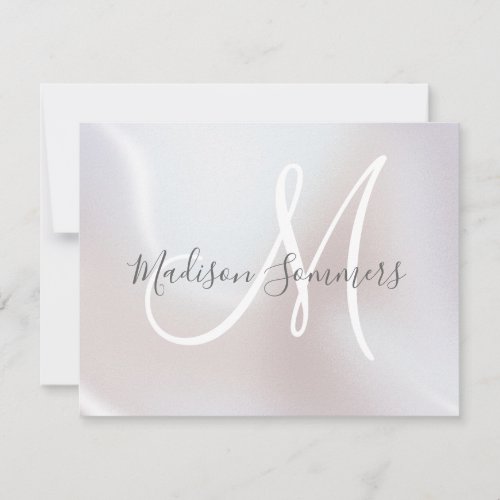 Monogram Iridescent Pearl Shimmer  Note Card