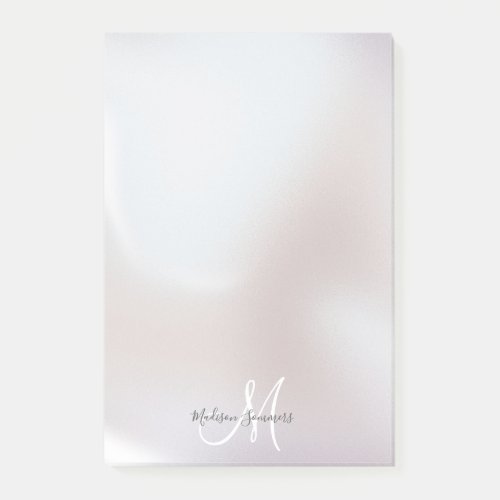 Monogram Iridescent Pearl Shimmer Post It Notes