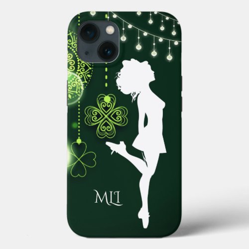 Monogram Irish Dance Celtic Clovers and Lights iPhone 13 Case