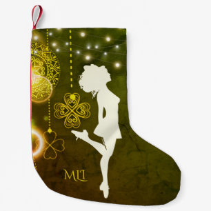 Monogram Irish Dance Celtic Clovers and Lights Small Christmas Stocking