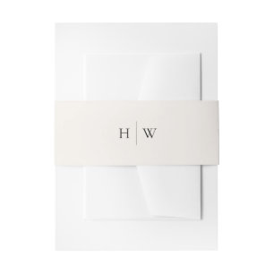 Monogram Ivory Simplistic Wedding Invitation Belly Band