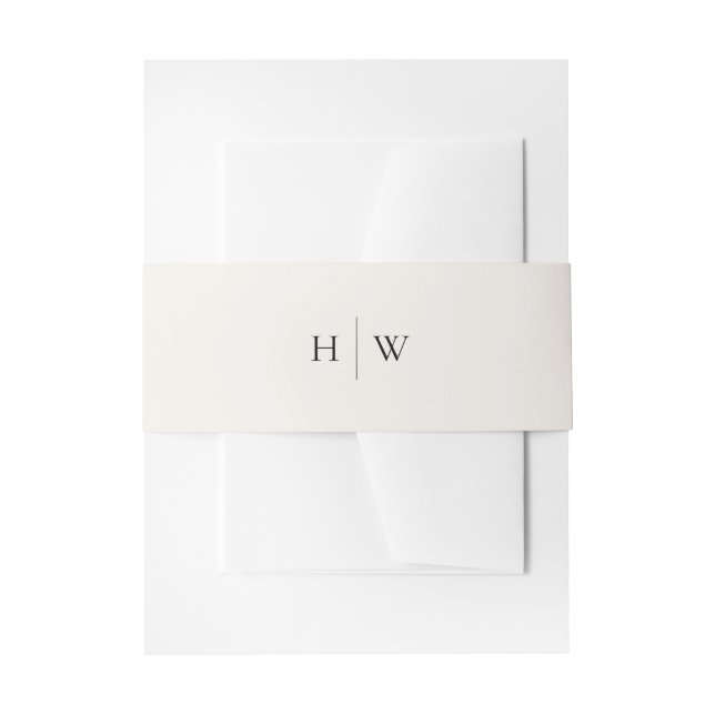 Monogram Ivory Simplistic Wedding Invitation Belly Band (Front Example)