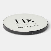 Monogram Ivory White Simple Elegant Initials Name Wireless Charger (Front 2)
