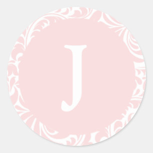 Monogram J Blush Color Custom Wedding Monograms In Classic Round Sticker