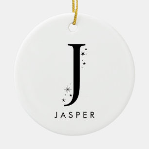 Monogram J Celestial Name Ceramic Ornament