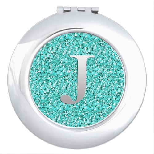 Monogram J druzy crystal _ aquamarine Makeup Mirror