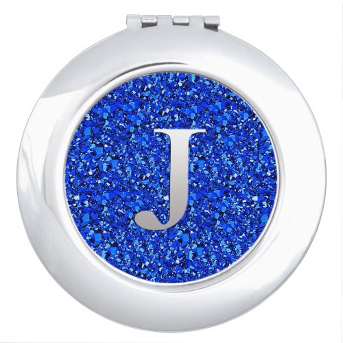 Monogram J druzy crystal _ Sapphire blue Makeup Mirror