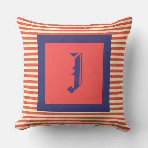 Monogram J Family Crest Initial Outdoor Pillow