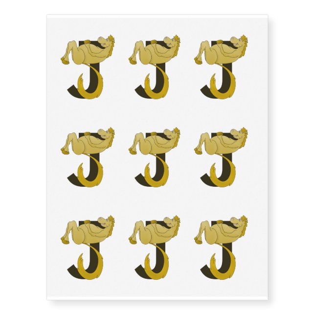 Monogram J Flexible Horse Personalised Temporary Tattoos (Front)