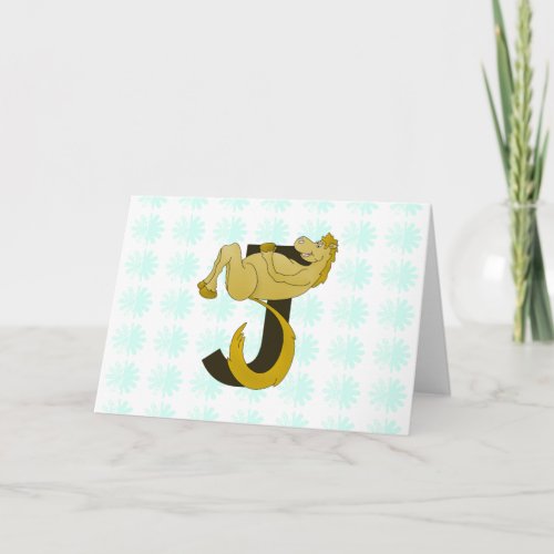 Monogram J Flexible Pony Personalized Note Card