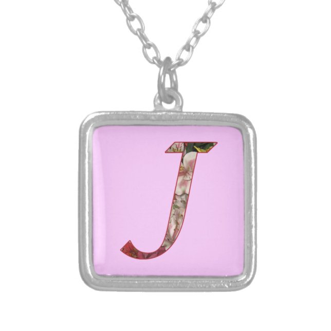 Monogram J Floral Design Necklace (Front)