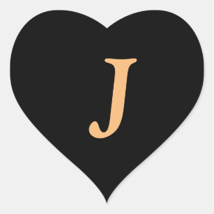 Monogram J gold color on Midnight black, Heart Sti Heart Sticker