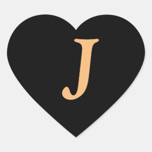 Monogram J gold color on Midnight black, Heart Sti Sticker